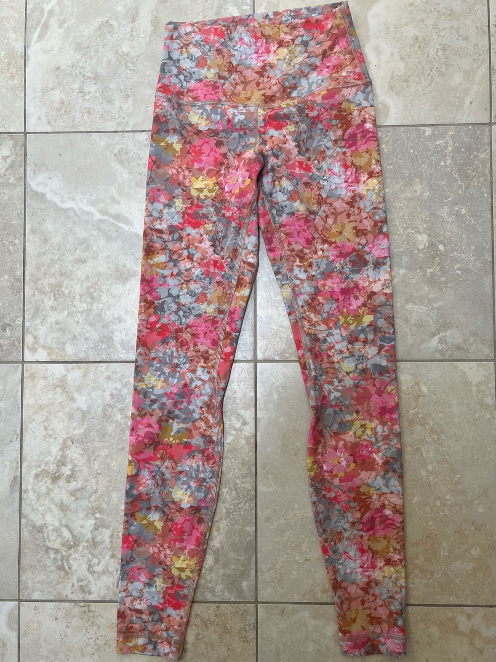 Floral High-Rise Women’s' Leggings in Pink & Gray